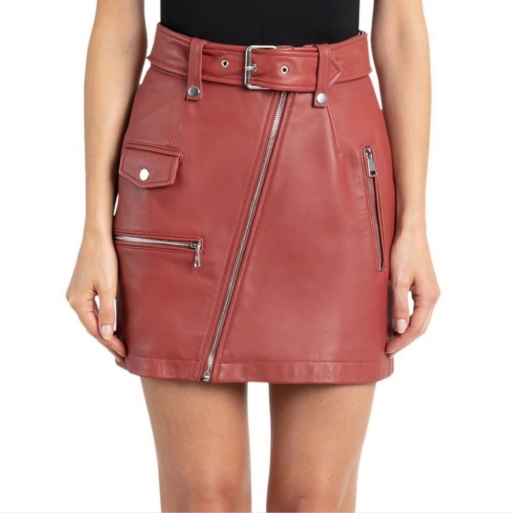 Bagatelle NYC Belted Leather Moto Mini Skirt
